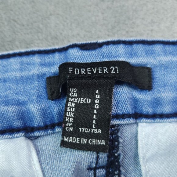 Forever 21 Juniors Flared Jeans Large 30 Waist Light Wash High Rise Frayed Hem - Picture 8 of 8